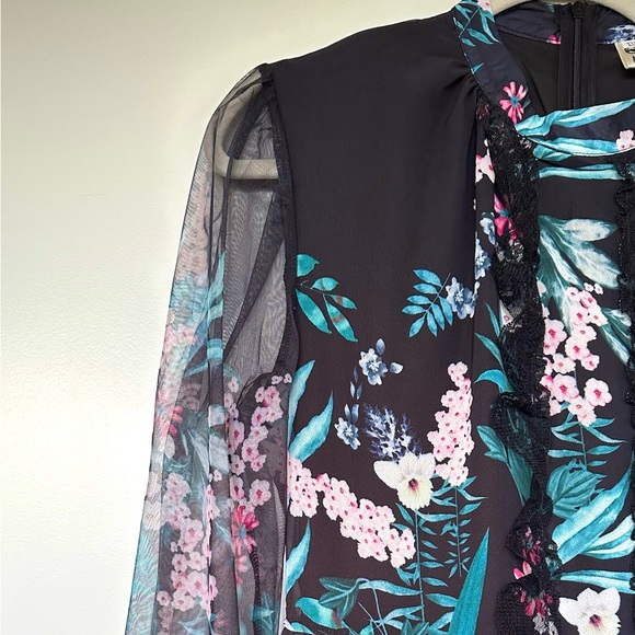 Mesh Sleeve Floral Dress - Picture 6 of 6